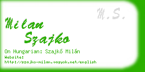 milan szajko business card