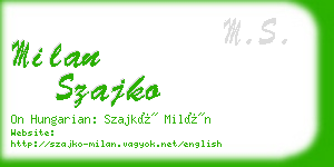 milan szajko business card